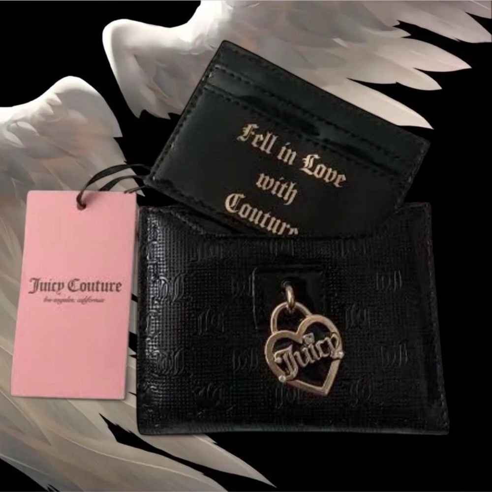 Juicy Couture Black Card Holder with Heart Charm